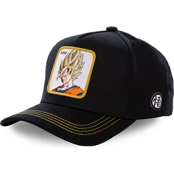 Sort snapback-kasket med buet skygge Son Goku Super Saiyan GO2 Dragon Ball fra Capslab