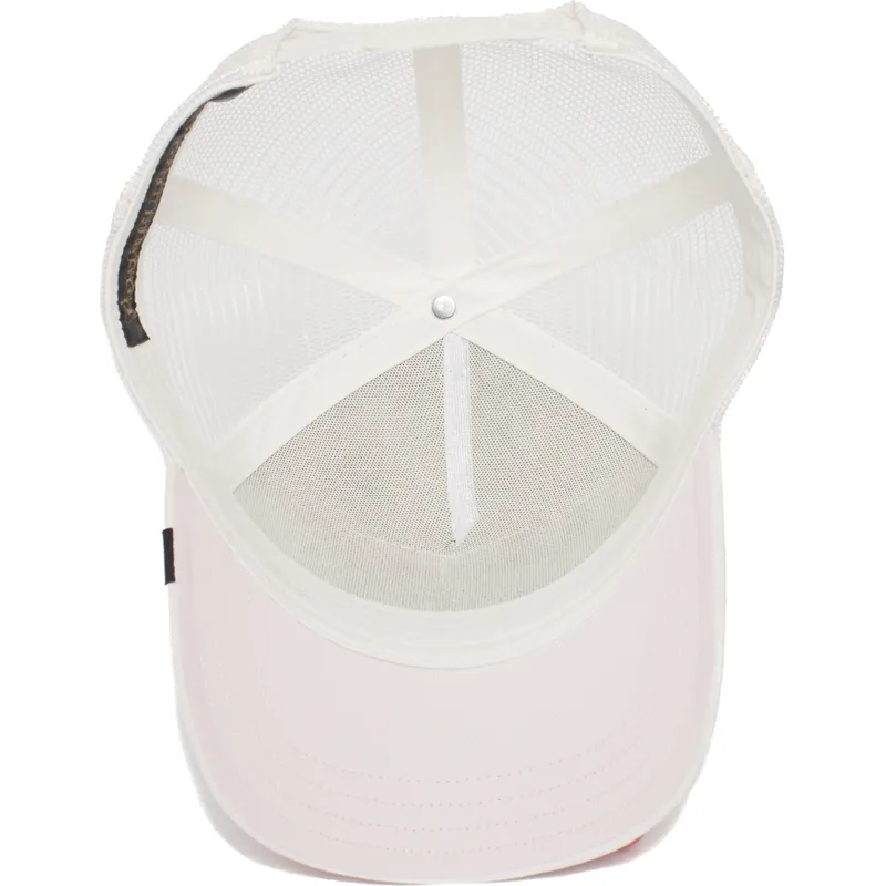 hvid-trucker-kasket-flamingo-badering-floater-fra-goorin-bros