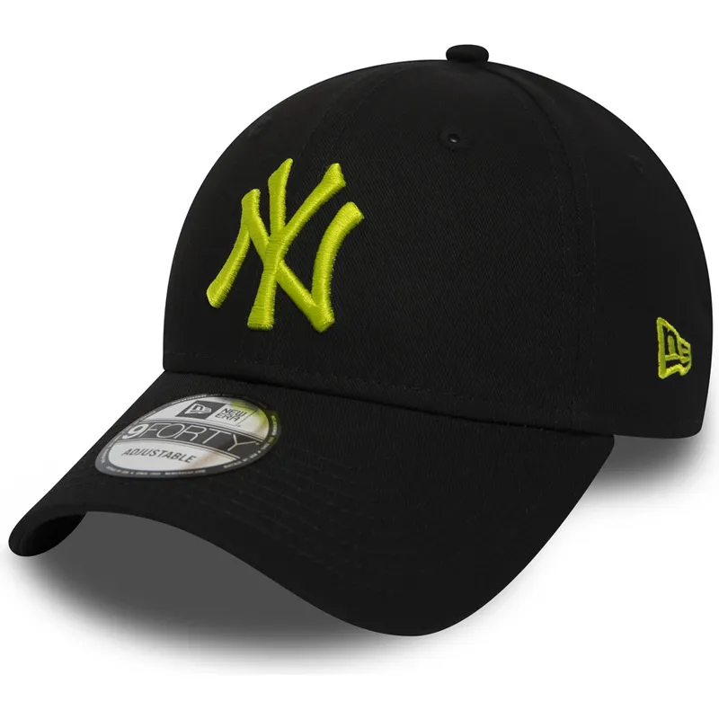 sort-justerbar-buet-kasket-med-gront-logo-9forty-essential-fra-new-york-yankees-mlb-af-new-era