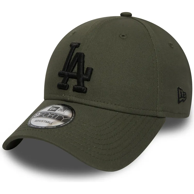 gron-justerbar-buet-kasket-med-sort-los-angeles-dodgers-logo-9forty-essential-fra-new-era-mlb