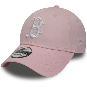 justerbar-lyserod-9forty-essential-kasket-med-buet-skygge-fra-boston-red-sox-mlb-fra-new-era