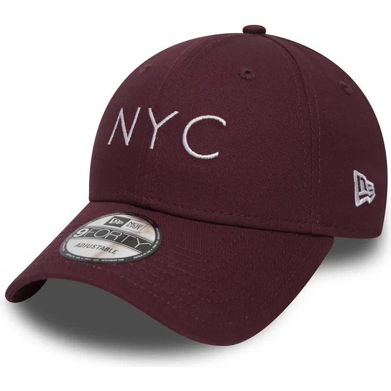 bordeaux-justerbar-kurvet-kasket-9forty-essential-nyc-fra-new-era