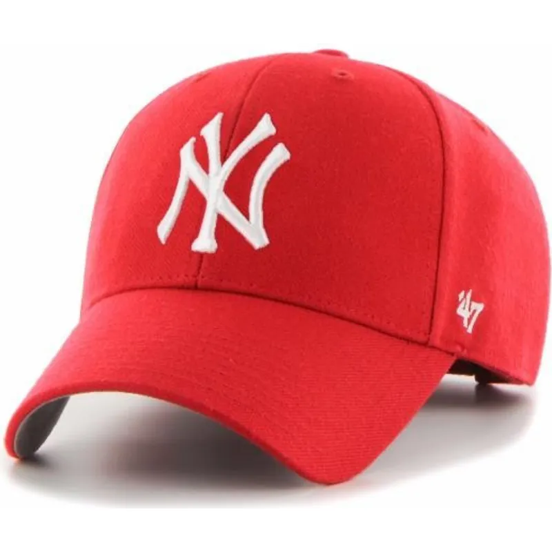kasketter-buet-rod-justerbar-rem-til-barn-mvp-fra-new-york-yankees-mlb-af-47-brand