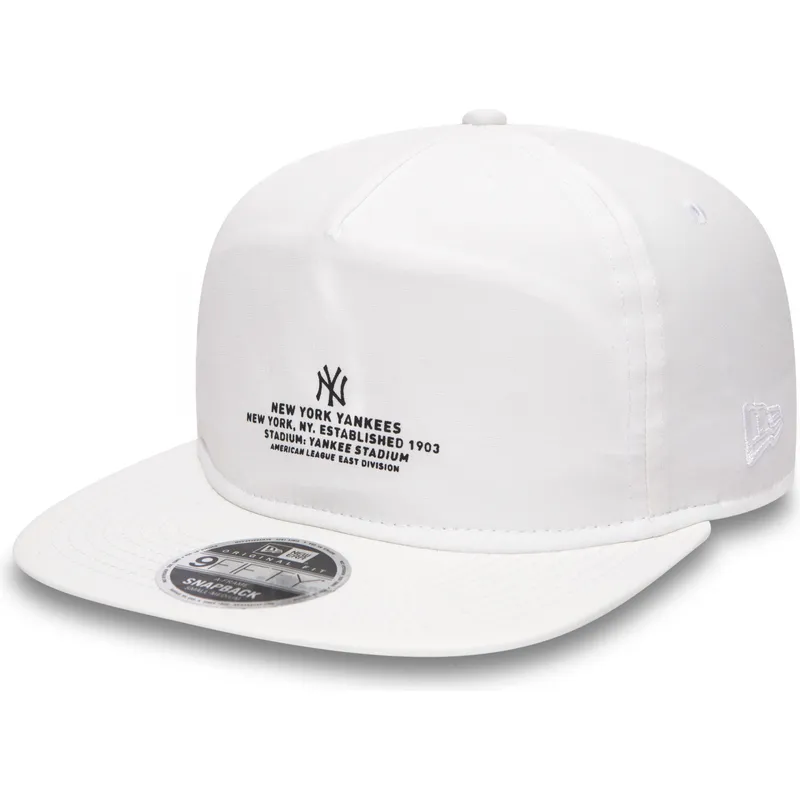 hvid-fladskygget-snapback-9fifty-monochrome-script-new-york-yankees-mlb-fra-new-era