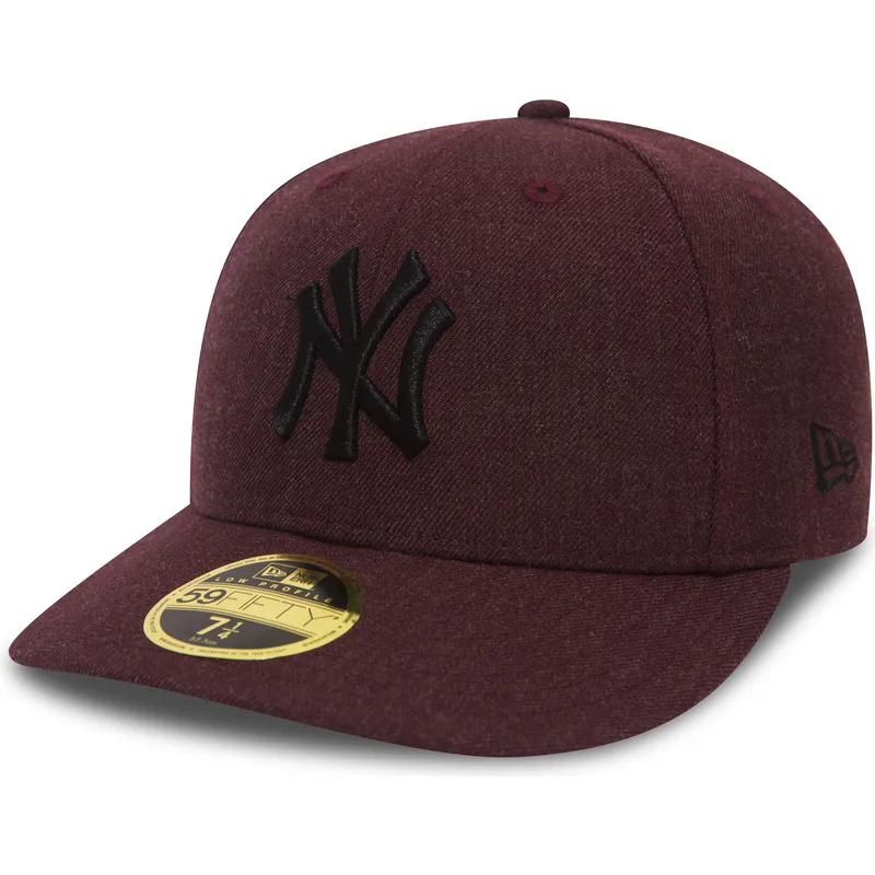 new-era-new-york-yankees-mlb-59fifty-low-profile-heather-bordeaux-flad-kasket-med-sort-logo