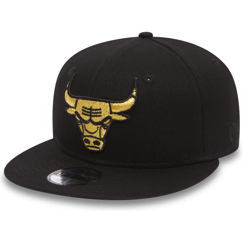 kasketter-flad-sort-snapback-til-barn-oro-9fifty-golden-fra-chicago-bulls-nba-af-new-era