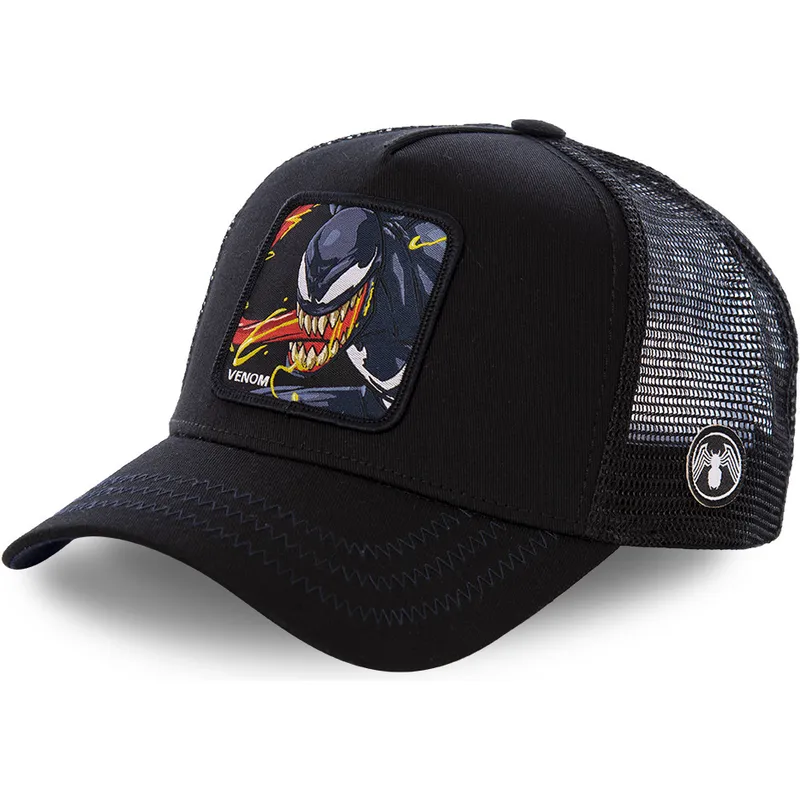 kasketter-buet-sort-snapback-venom-marvel-comics-af-capslab