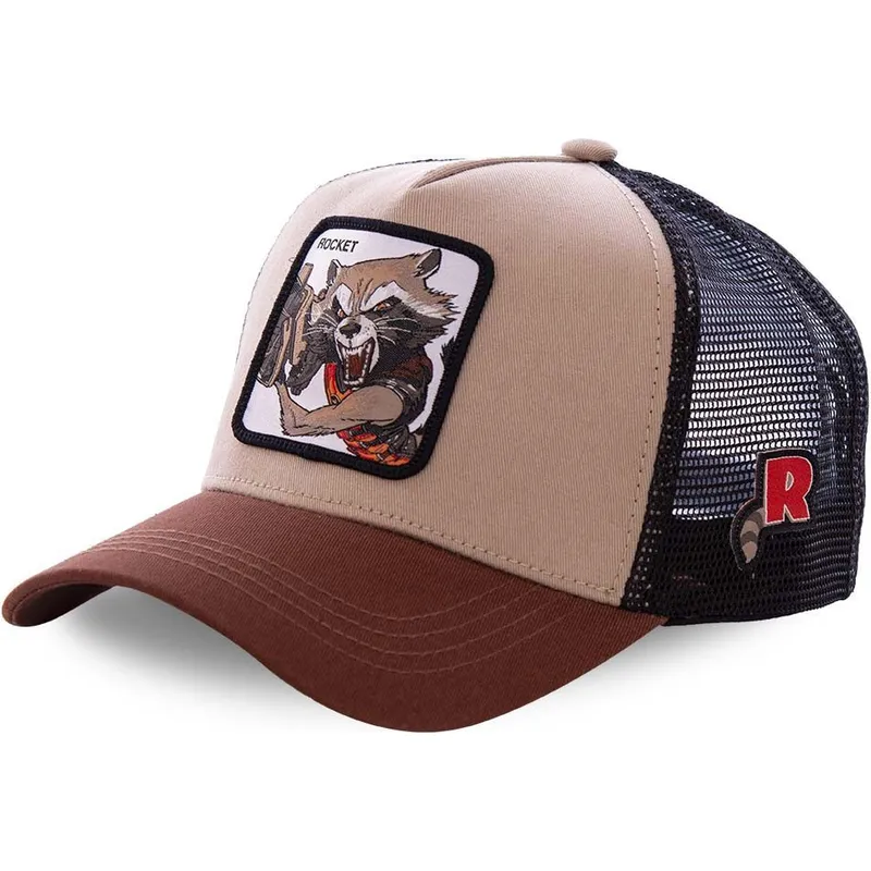 kasketter-buet-brun-snapback-rocket-raccoon-marvel-comics-af-capslab