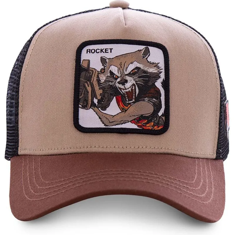 kasketter-buet-brun-snapback-rocket-raccoon-marvel-comics-af-capslab