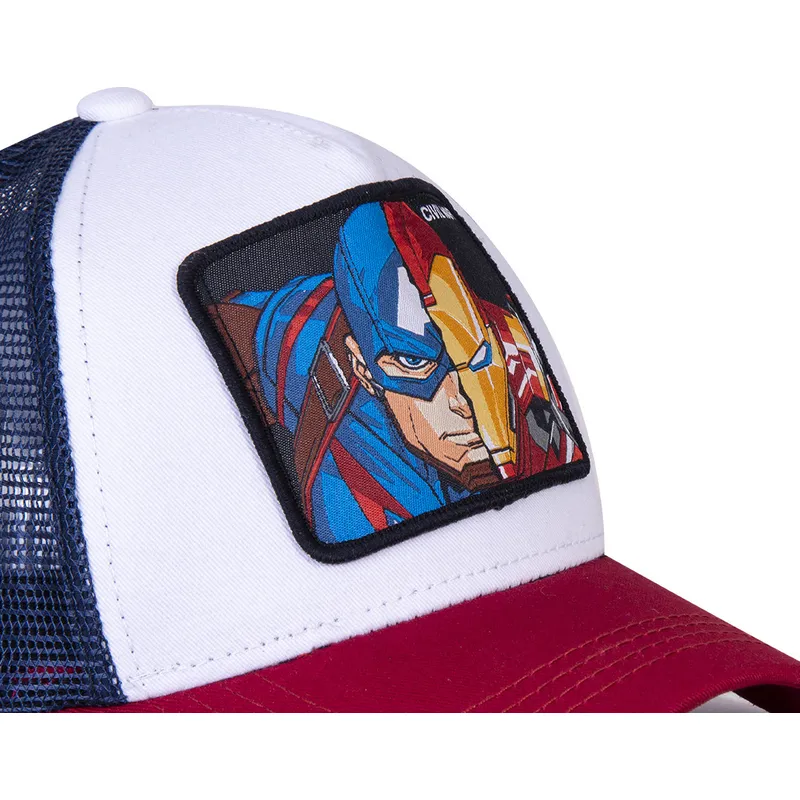 kasketter-buet-hvid-snapback-captain-america-og-iron-man-marvel-comics-af-capslab