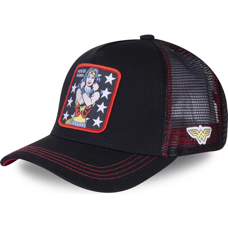 kasketter-buet-sort-snapback-wonder-woman-dc-comics-af-capslab
