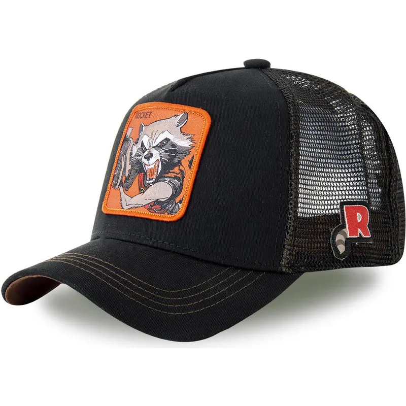 kasketter-buet-sort-snapback-rocket-raccoon-marvel-comics-af-capslab