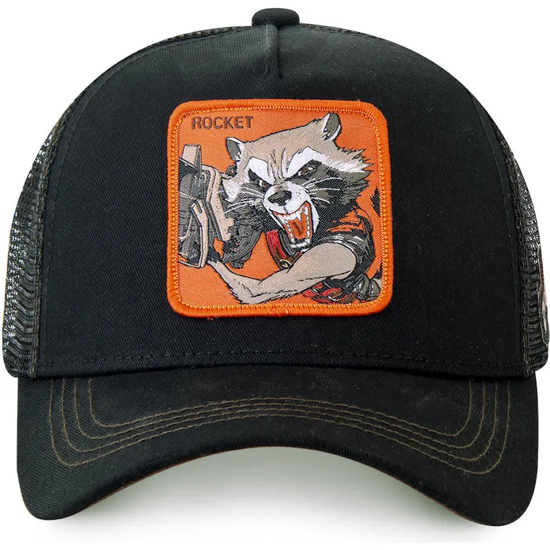 kasketter-buet-sort-snapback-rocket-raccoon-marvel-comics-af-capslab