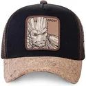 sort-og-brun-trucker-kasket-med-korkskygge-groot-gro4-marvel-comics-fra-capslab