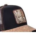 sort-og-brun-trucker-kasket-med-korkskygge-groot-gro4-marvel-comics-fra-capslab
