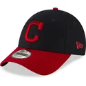 justerbar-9forty-the-league-cleveland-indians-mlb-marinebla-og-rod-buet-kasket-fra-new-era