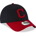 justerbar-9forty-the-league-cleveland-indians-mlb-marinebla-og-rod-buet-kasket-fra-new-era