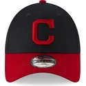 justerbar-9forty-the-league-cleveland-indians-mlb-marinebla-og-rod-buet-kasket-fra-new-era