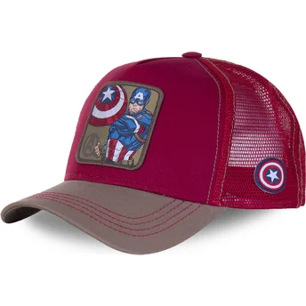 kasketter-buet-rod-snapback-captain-america-marvel-comics-af-capslab