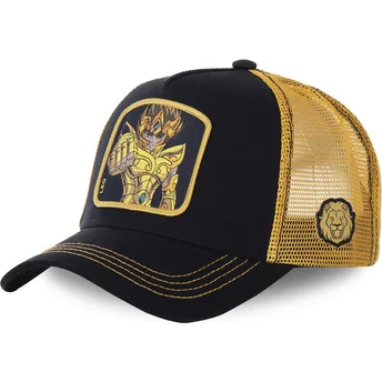 sort-og-gylden-truckerkasket-leo-saileo-saint-seiya-los-caballeros-del-zodiaco-fra-capslab