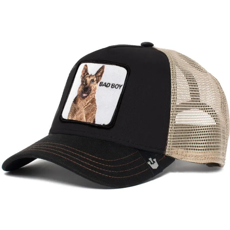 sort-og-brun-trucker-kasket-med-schaeferhund-bouncer-fra-goorin-bros