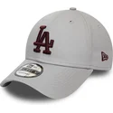 gra-justerbar-buet-kasket-med-bordeaux-logo-9forty-essential-fra-los-angeles-dodgers-mlb-fra-new-era