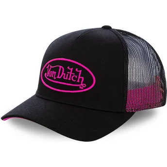 sort-trucker-kasket-med-pink-neo-pin-logo-fra-von-dutch