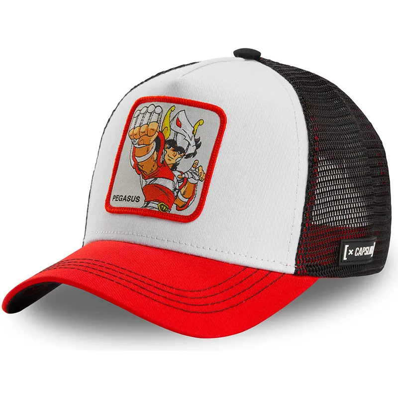 hvid-sort-og-rod-trucker-kasket-seiya-af-pegaso-peg2-saint-seiya-los-caballeros-del-zodiaco-fra-capslab