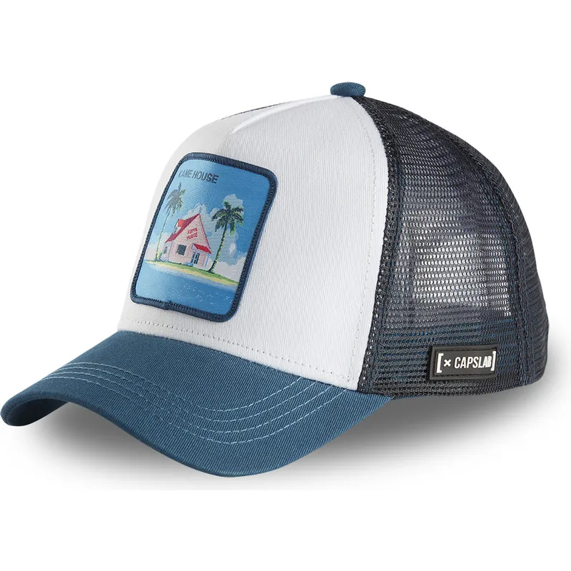 hvid-og-bla-kame-house-hou2-dragon-ball-trucker-cap-fra-capslab