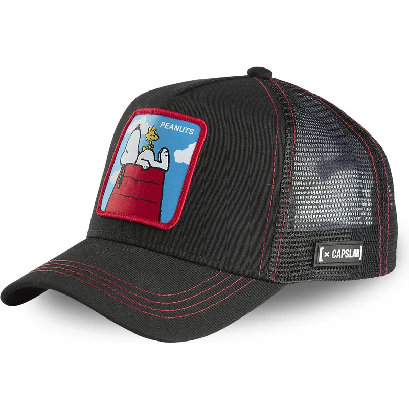 gorra-trucker-sort-casa-snoopy-og-emilio-pcl-peanuts-fra-capslab