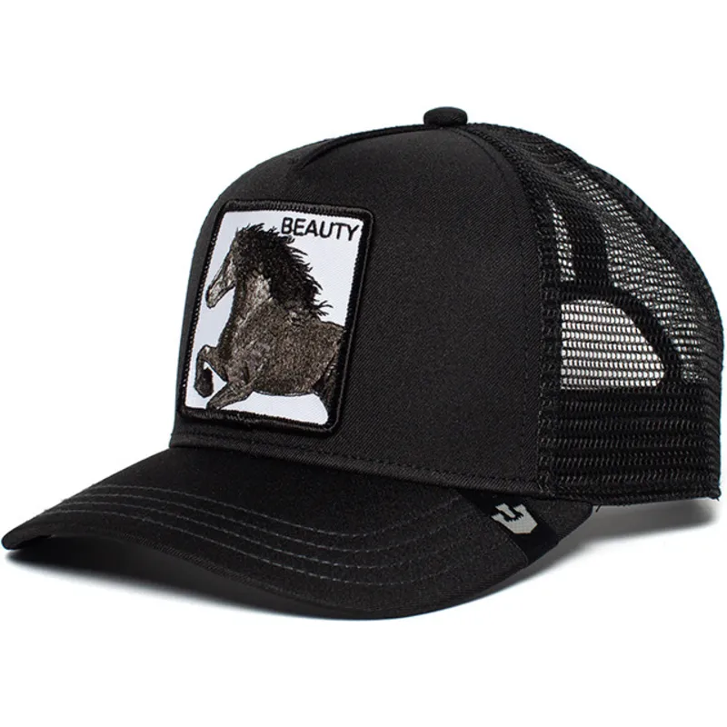 sort-trucker-kasket-med-hest-black-beauty-fra-goorin-bros