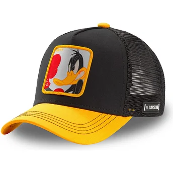 trucker-kasket-sort-og-gul-daffy-duck-loo-duk-looney-tunes-fra-capslab