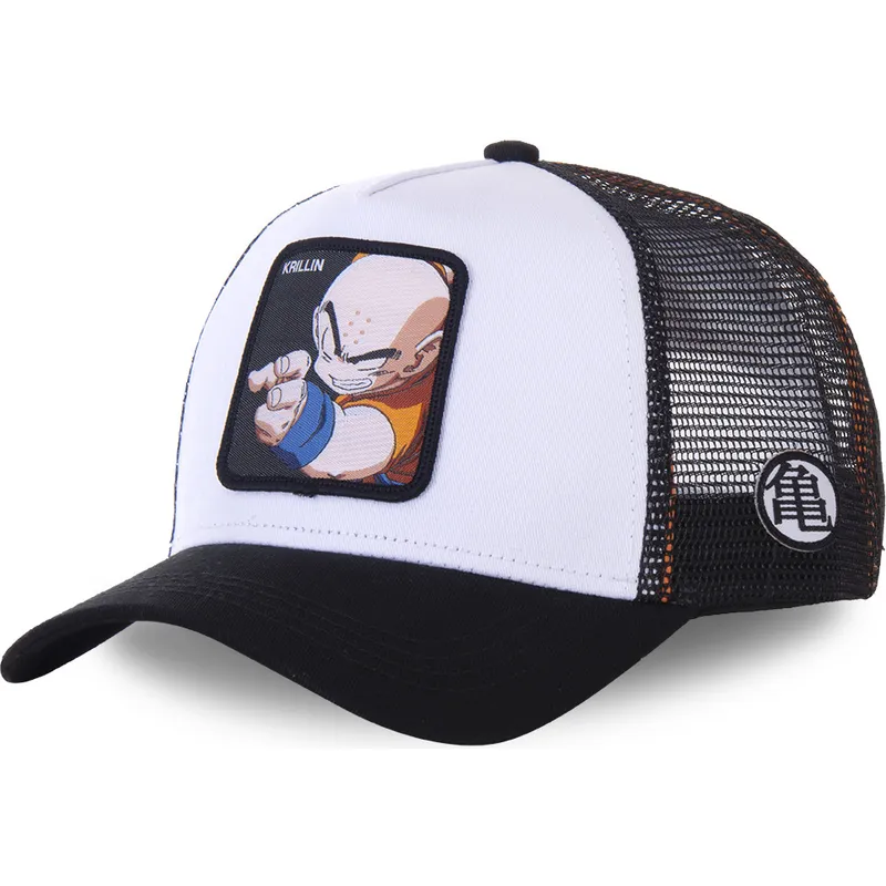 hvid-og-sort-trucker-kasket-til-dreng-krillin-kidkri-dragon-ball-fra-capslab