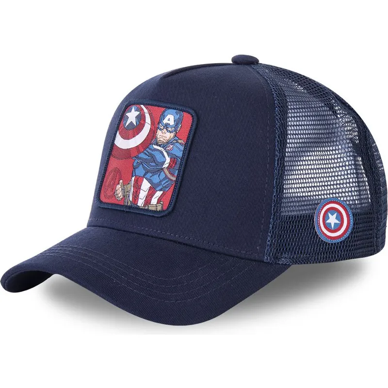 kasketter-buet-marinebla-snapback-til-barn-captain-america-marvel-comics-af-capslab kasketter-buet-marinebla-snapback-til-barn-captain-america-marvel-comics-af-capslab