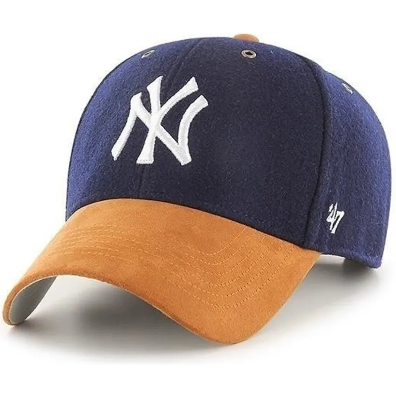 marinebla-justerbar-kasket-med-brun-skygge-mvp-willowbrook-fra-new-york-yankees-mlb-fra-47-brand