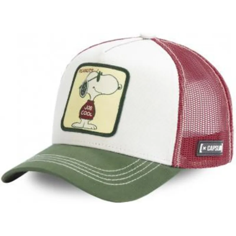 hvid-brun-og-gron-trucker-kasket-snoopy-joe-cool-joe-peanuts-fra-capslab