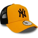 orange-trucker-cap-with-black-logo-league-essential-a-frame-new-york-yankees-mlb-by-new-era
