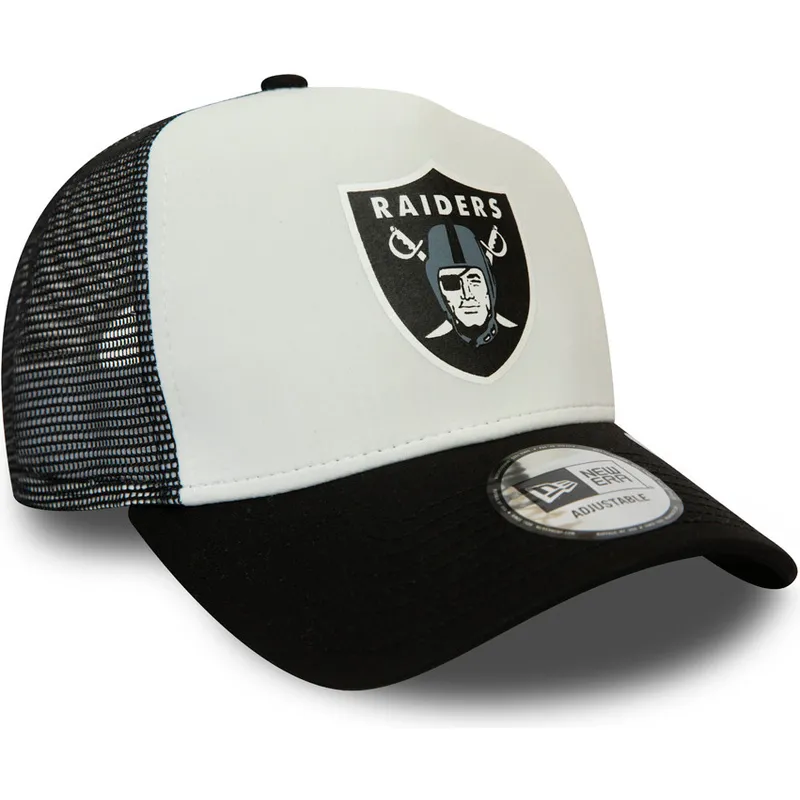hvid-og-sort-trucker-kasket-team-colour-block-a-frame-fra-las-vegas-raiders-nfl-fra-new-era