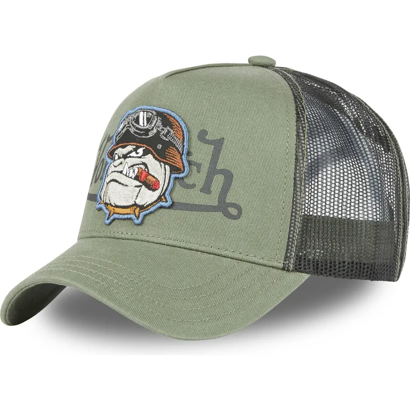 trucker-kasket-gron-bulldog-hund-bull-k-fra-von-dutch