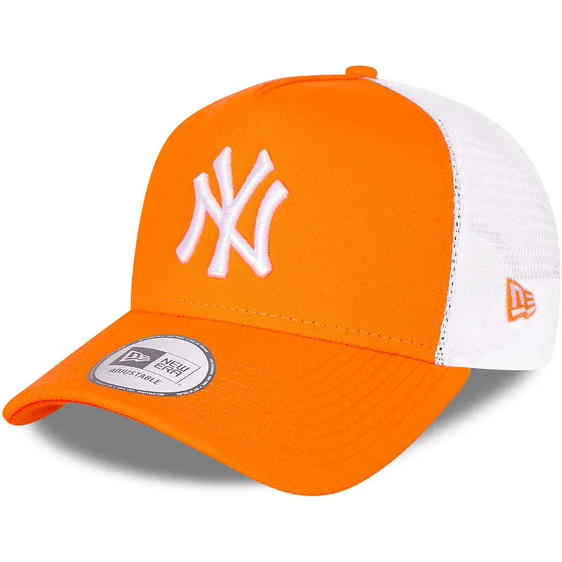 kasketter-buet-orange-snapback-a-frame-tonal-mesh-fra-new-york-yankees-mlb-af-new-era