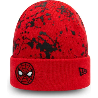 rod-hue-til-drenge-cuff-knit-paint-splat-spider-man-marvel-comics-fra-new-era