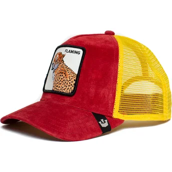 trucker-kasket-rod-og-gul-leopard-flaming-hot-cheetah-the-farm-fra-goorin-bros