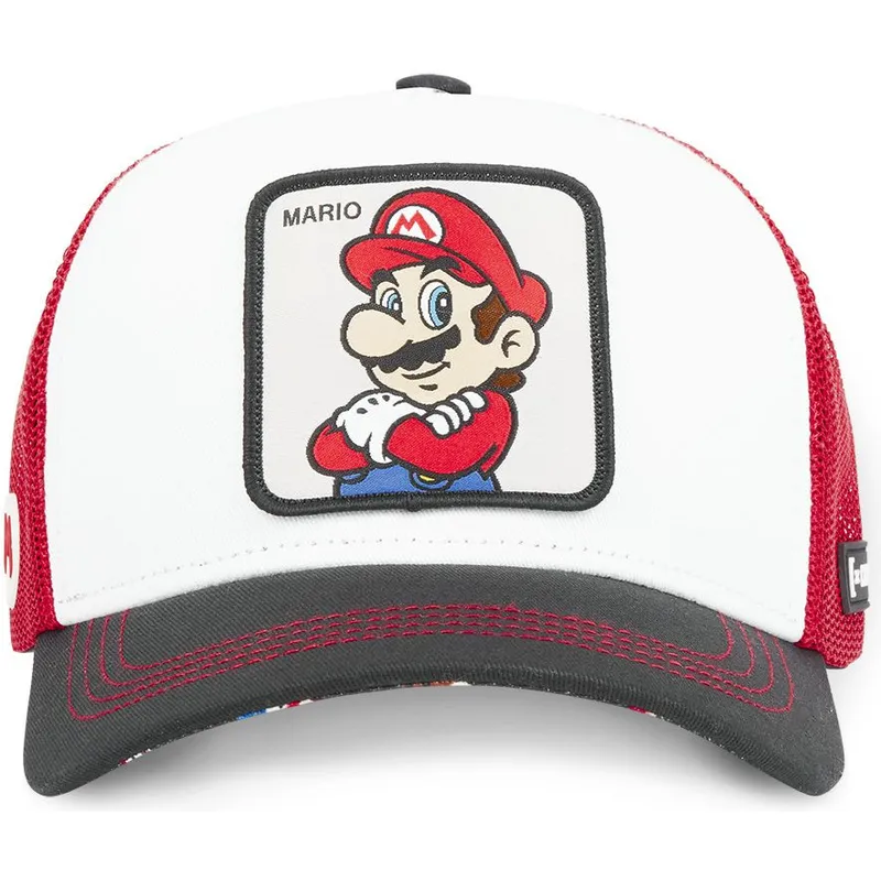 hvid-rod-og-sort-trucker-kasket-mario-smb-mar-super-mario-bros-fra-capslab