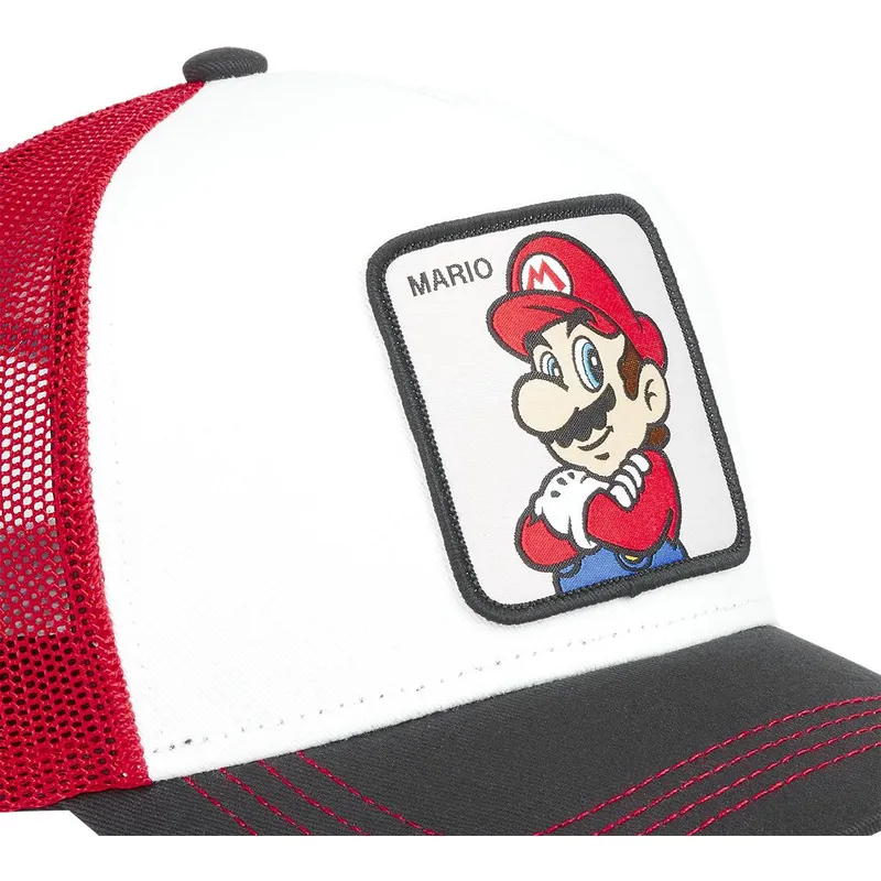 hvid-rod-og-sort-trucker-kasket-mario-smb-mar-super-mario-bros-fra-capslab