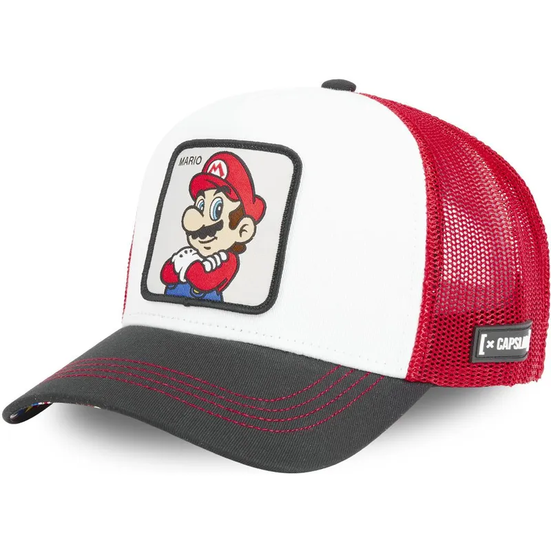 hvid-rod-og-sort-trucker-kasket-mario-smb-mar-super-mario-bros-fra-capslab