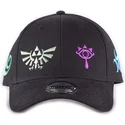 sort-justerbar-kasket-med-buet-skygge-triforce-farvesymboler-the-legend-of-zelda-fra-difuzed
