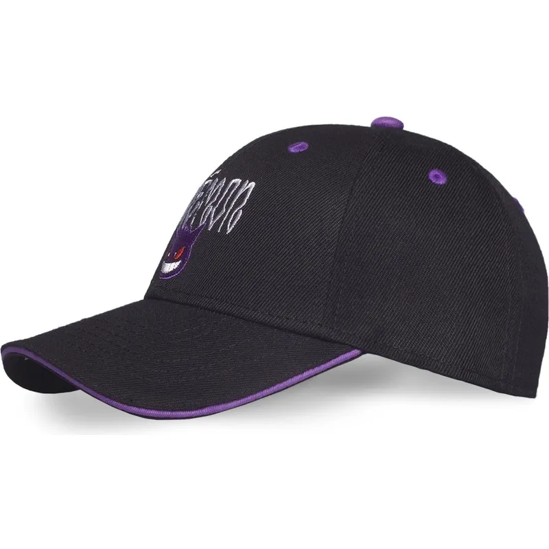 sort-snapback-kasket-med-buet-skygge-gengar-pokemon-fra-difuzed