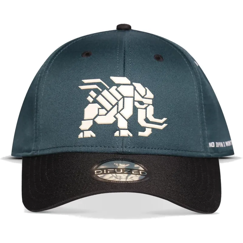 bla-og-sort-buet-snapback-kasket-tremortusk-mammut-forbidden-west-horizon-fra-difuzed