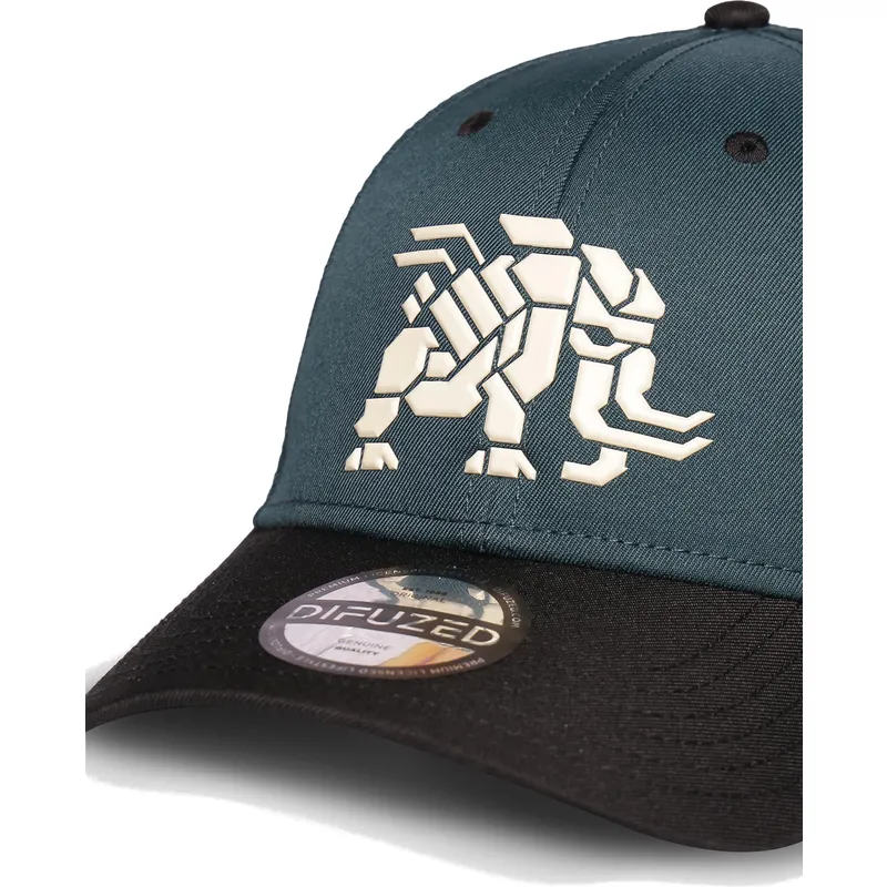 bla-og-sort-buet-snapback-kasket-tremortusk-mammut-forbidden-west-horizon-fra-difuzed