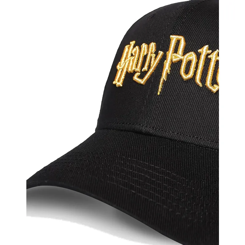 sort-buet-snapback-kasket-gold-logo-harry-potter-fra-difuzed
